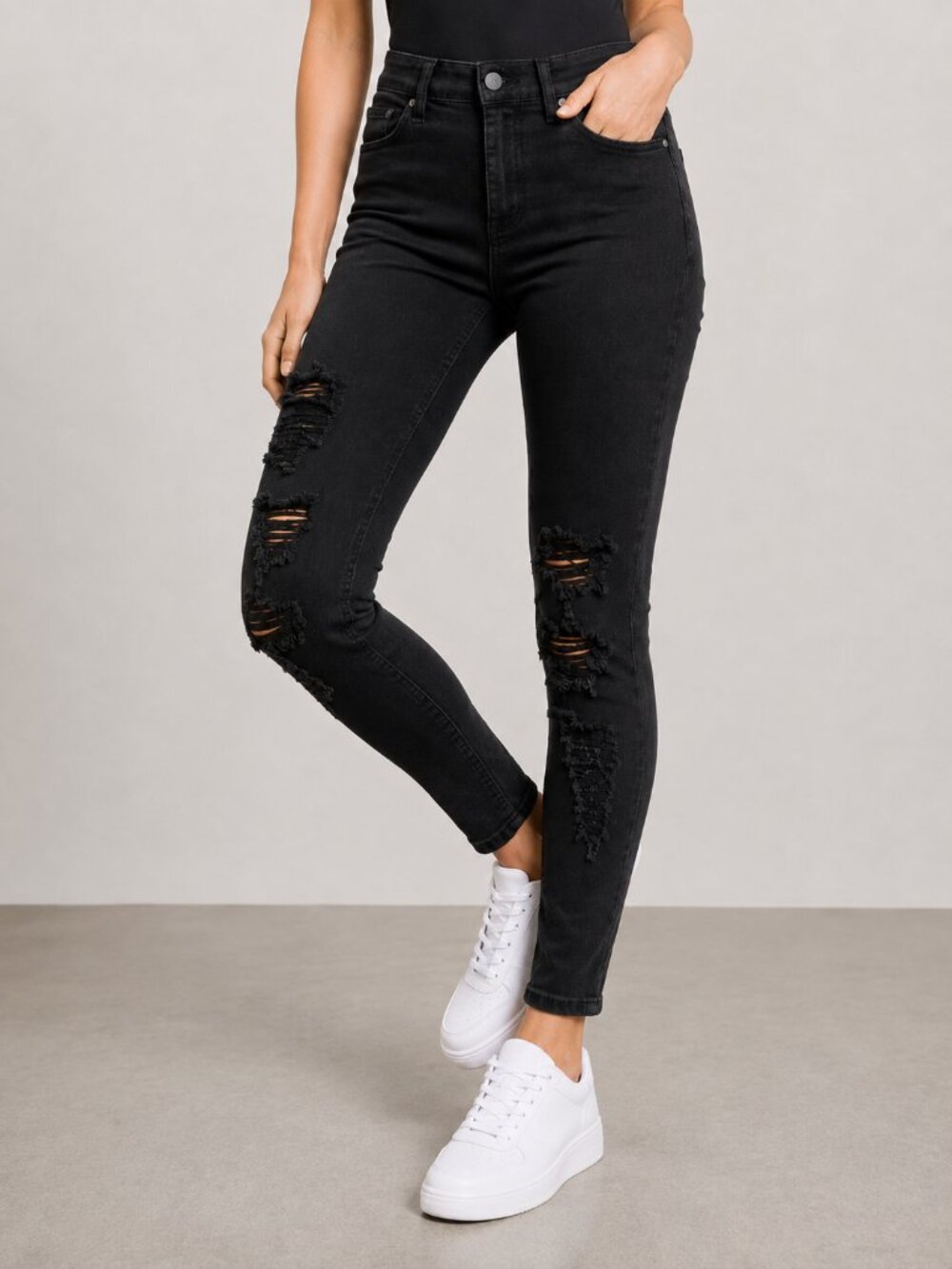 Frame Le High Skinny Black Distressed Destroyed Women's Jeans Size EU 30 (US 0)